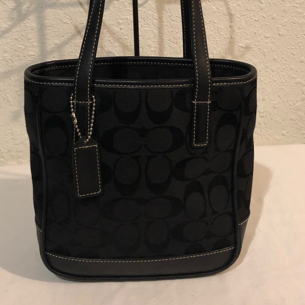 Coach signature black mini tote. Perfect condition